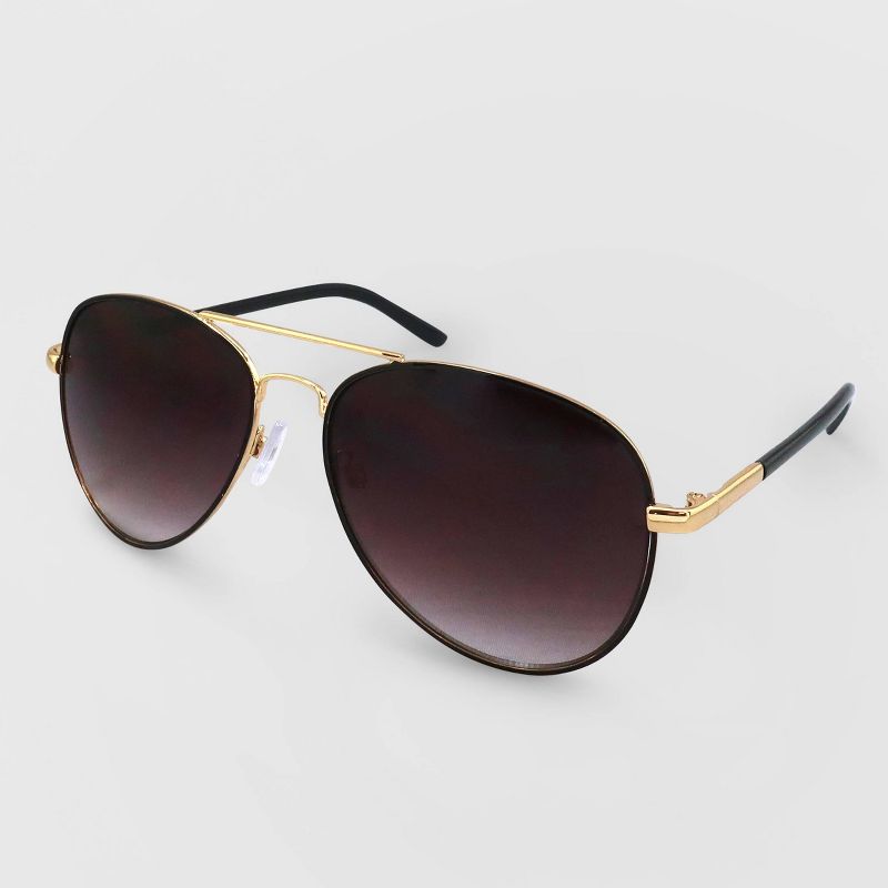 Women's Aviator Metal Silhouette Sunglasses - Wild Fable™ Black