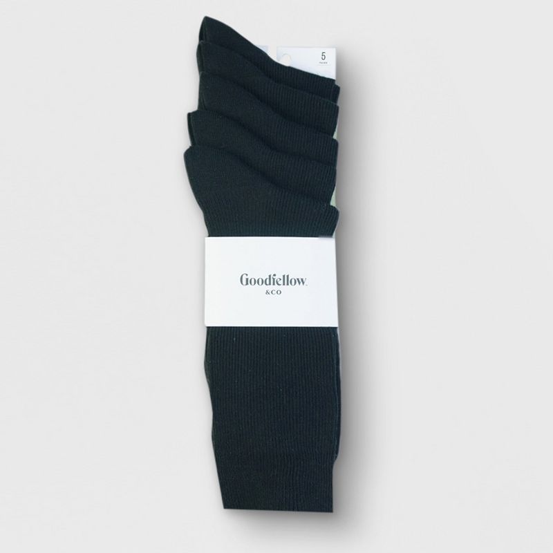 Men's Rib Dress Socks 5pk - Goodfellow & Co™ Black 7-12
