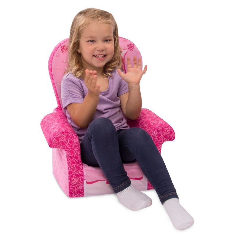 Marshmallow Furniture Comfy Foam Toddler Chair Kid's Furniture for Ages 2 Years Old and Up, Disney Princess Themed, Pink