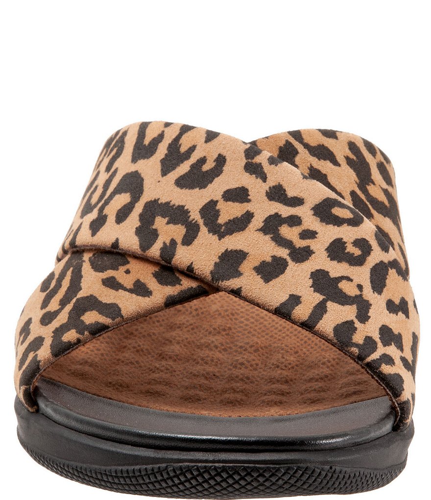 Softwalk Tillman II Cheetah Print Leather X Band Wedge Slides