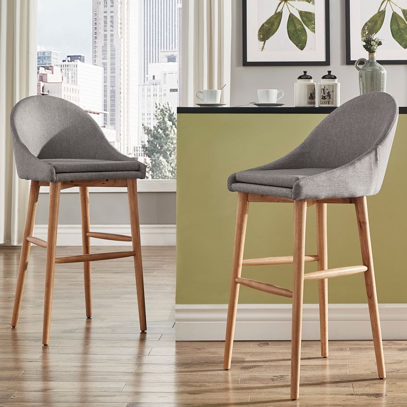 Set of 2 29.25" Conrad Natural Danish Modern Barstools Smoke - Inspire Q