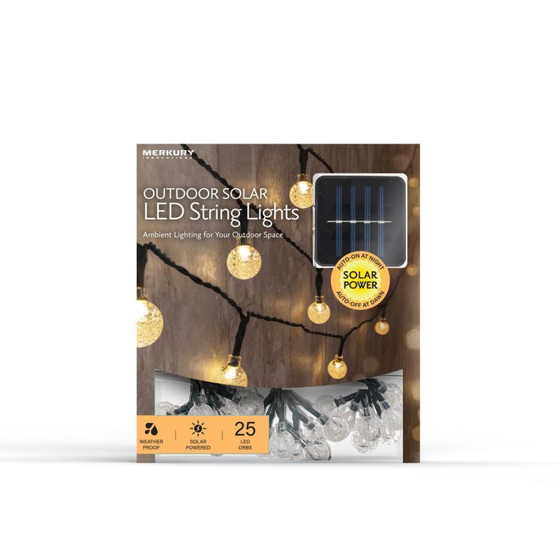 25' Outdoor Solar Mini LED String Lights - Black Wire - Merkury Innovations