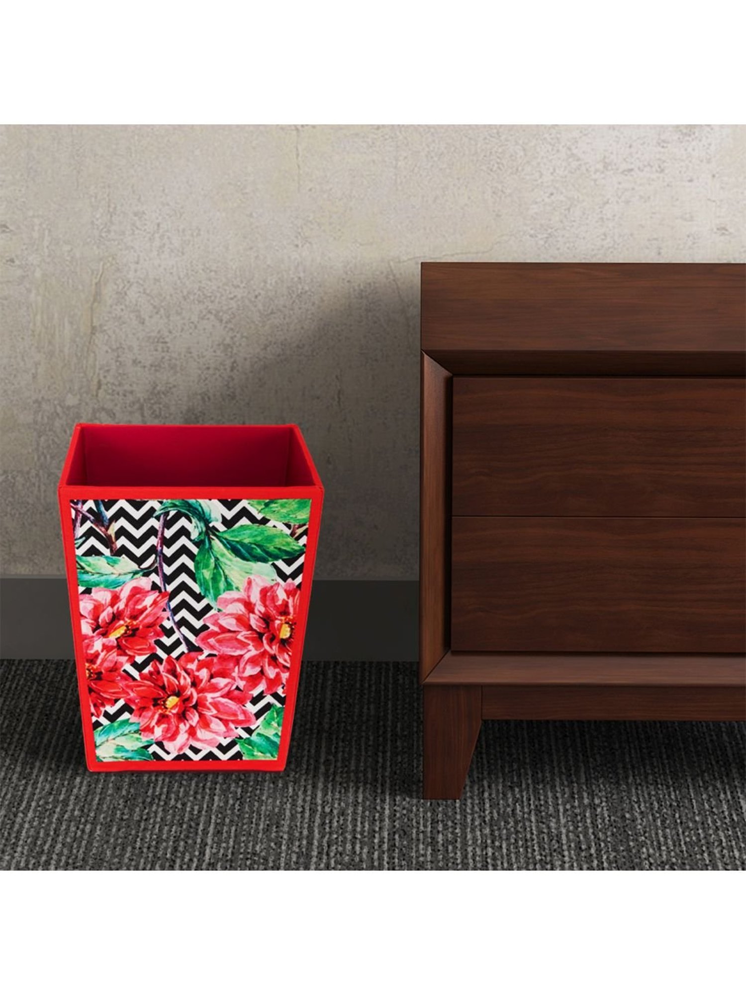 SEJ by Nisha Gupta Red Wooden Open Dry Bin - 11.5 Litres