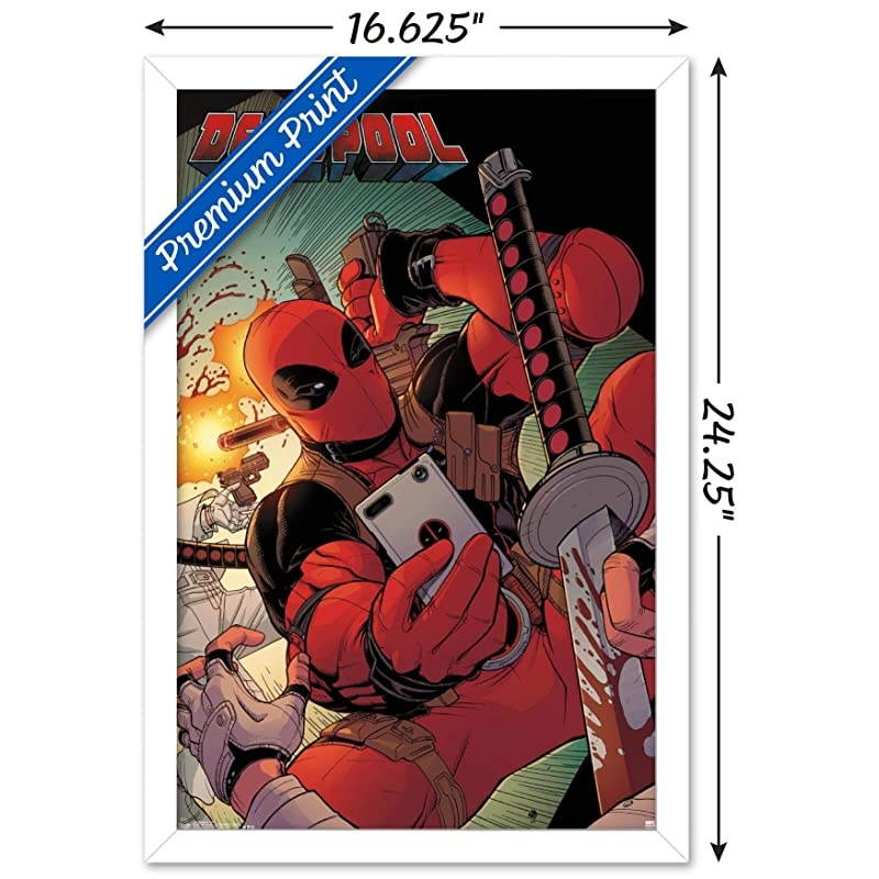 Marvel Comics - Deadpool - Selfie Wall Poster, 14.725" x 22.375", White Framed Version