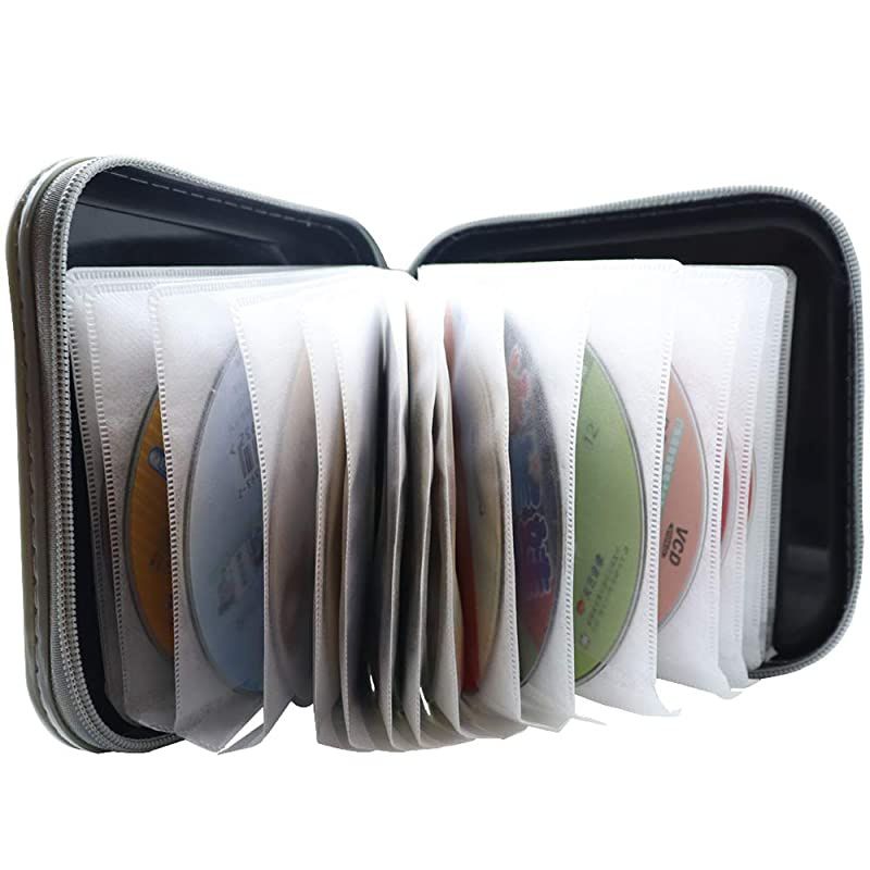 CD Case, 40 Capacity DVD Storage DVD Case Holder VCD Wallet Organizer Protective Hard Plastic Portable Case - Red