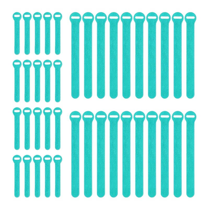 Storage SelfGripping Reusable Cable Ties Aqua 40 Pack 20 4 Straps 20 8 Straps Hook and Loop Cord and Wire Organizer for Computer PC and Desk Cable Management