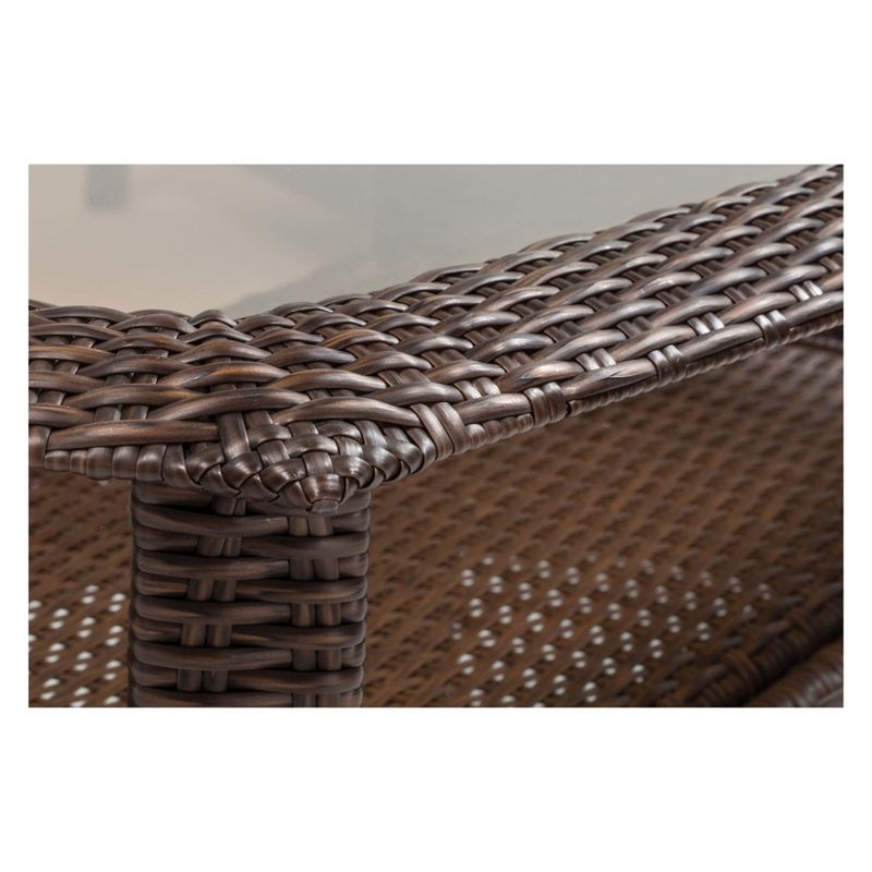 La-Z-Boy Outdoor Sawyer 6pc Wicker Outdoor Seating Set with Sunbrella Spectrum Cilantro Cushion