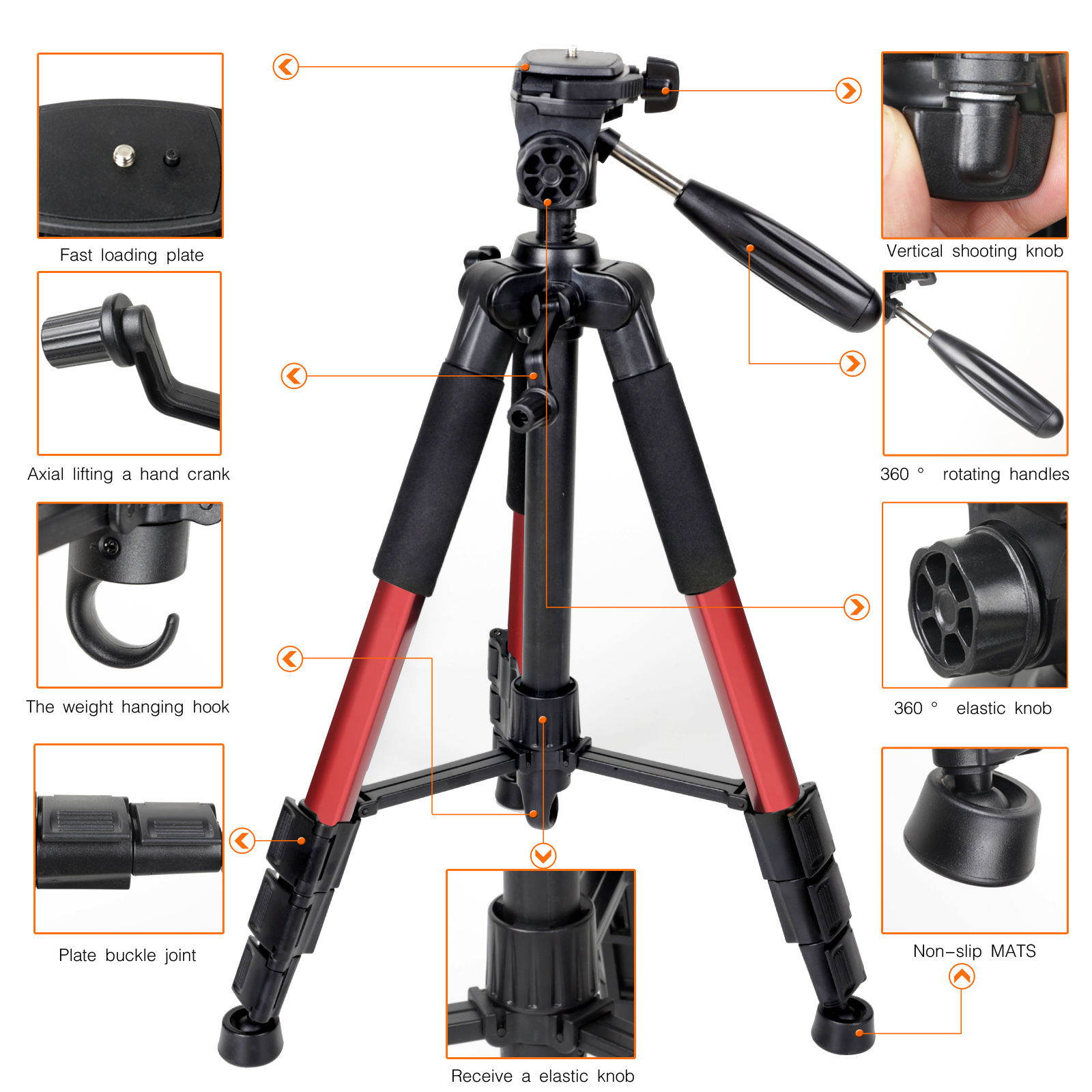 Zomei Q111 Professional Heavy Duty Aluminium Tripod&Pan Head 55inch Panoramic Camera Tripod Lightweight with 1/4 Quick Release Plate for Digital SLR Canon Nikon Sony Samsung etc
