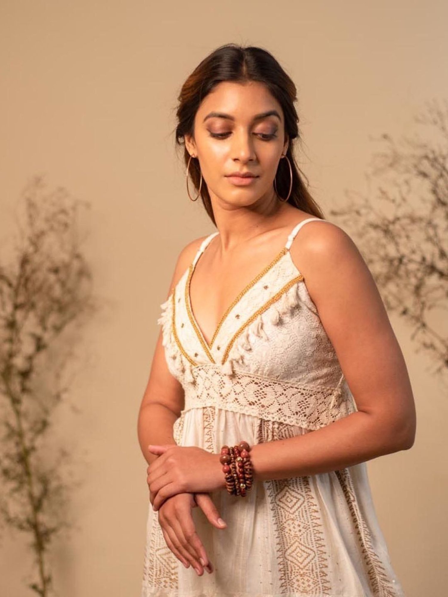 LABEL REYYA Boho Off White Lace Co-ord Set (Set Of 2)