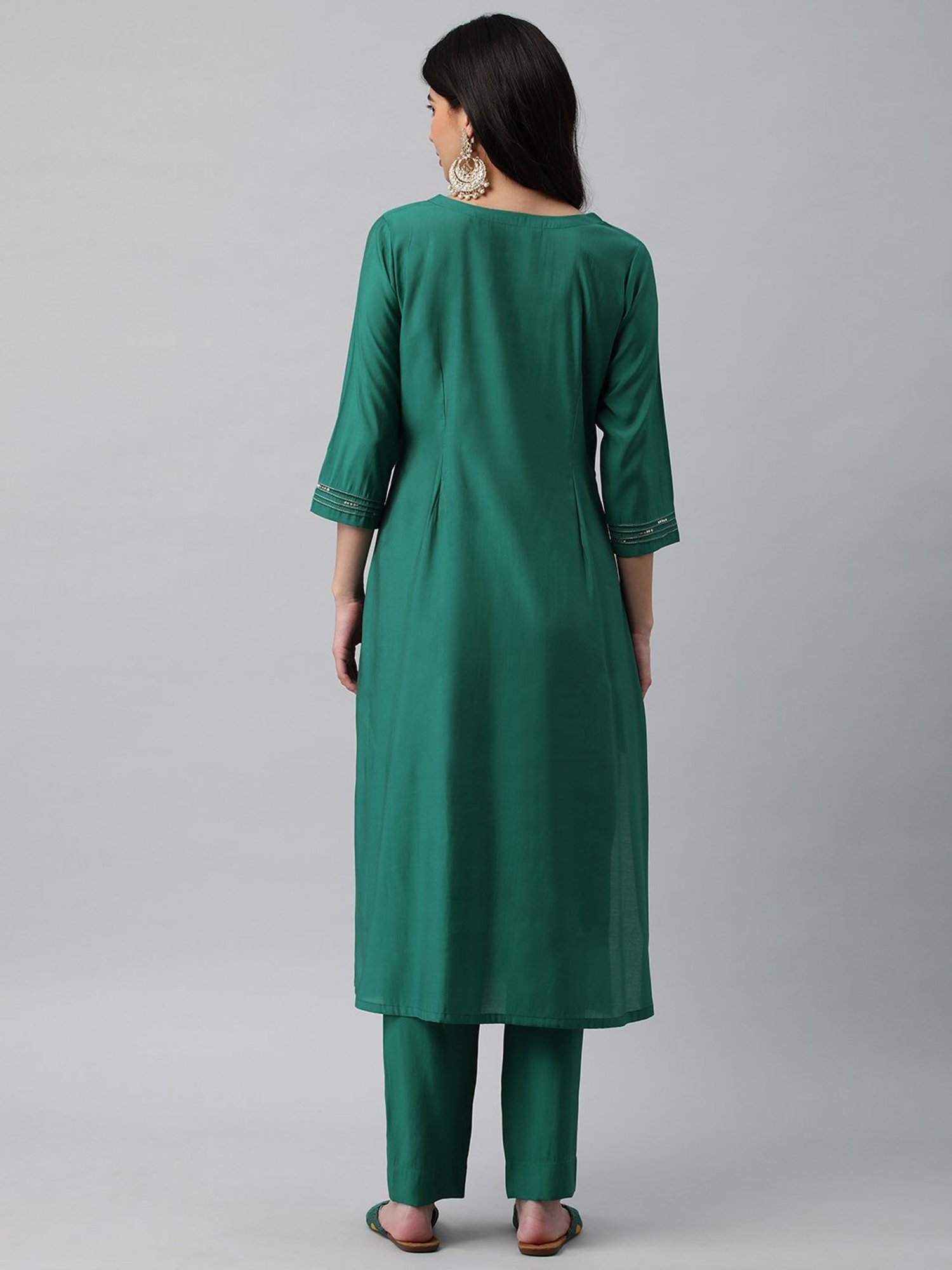 Kami Kubi Green Embroidered A Line Kurta