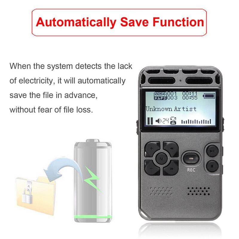 Lejiahong 64G Rechargeable LCD Digital o Sound Voice Recorder dictaphone MP3 Player