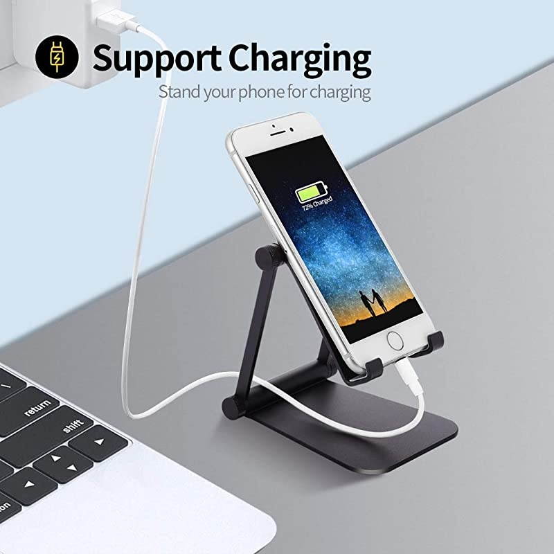 Phone Stand Adjustable Phone HolderAluminum Alloy Fully Foldable Dock Cradle for DesktopCompatible with All Android SmartphoneMobile Phone 11 Pro XS Max XrSwitch Tablets 710quot Black