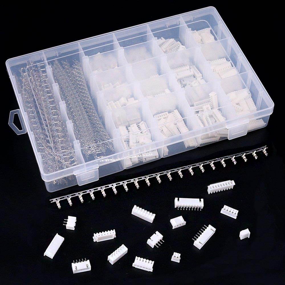 Glarks 1180 Pieces 2.54mm JST-XHP 2/3 / 4/5 / 6/7 / 8/9 Pin Housing JST Adapter Cable Connector Socket Male and Female with 2.54mm Female Pin Header Connector Kit