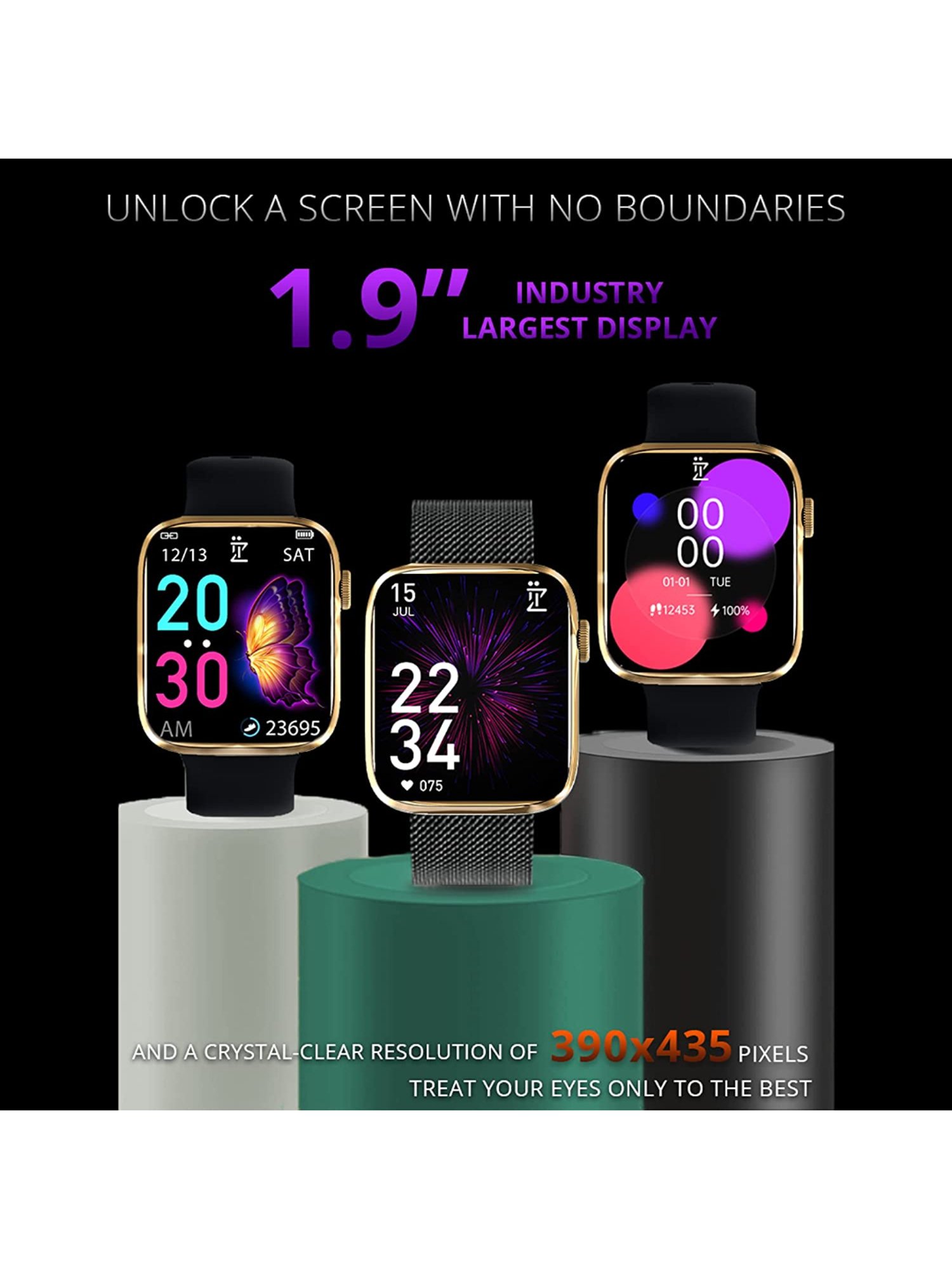 IZI SmartPro 1.9 inch PPI 326 UHD Smartwatch with 2 Premium Straps Included Steel + Silicone