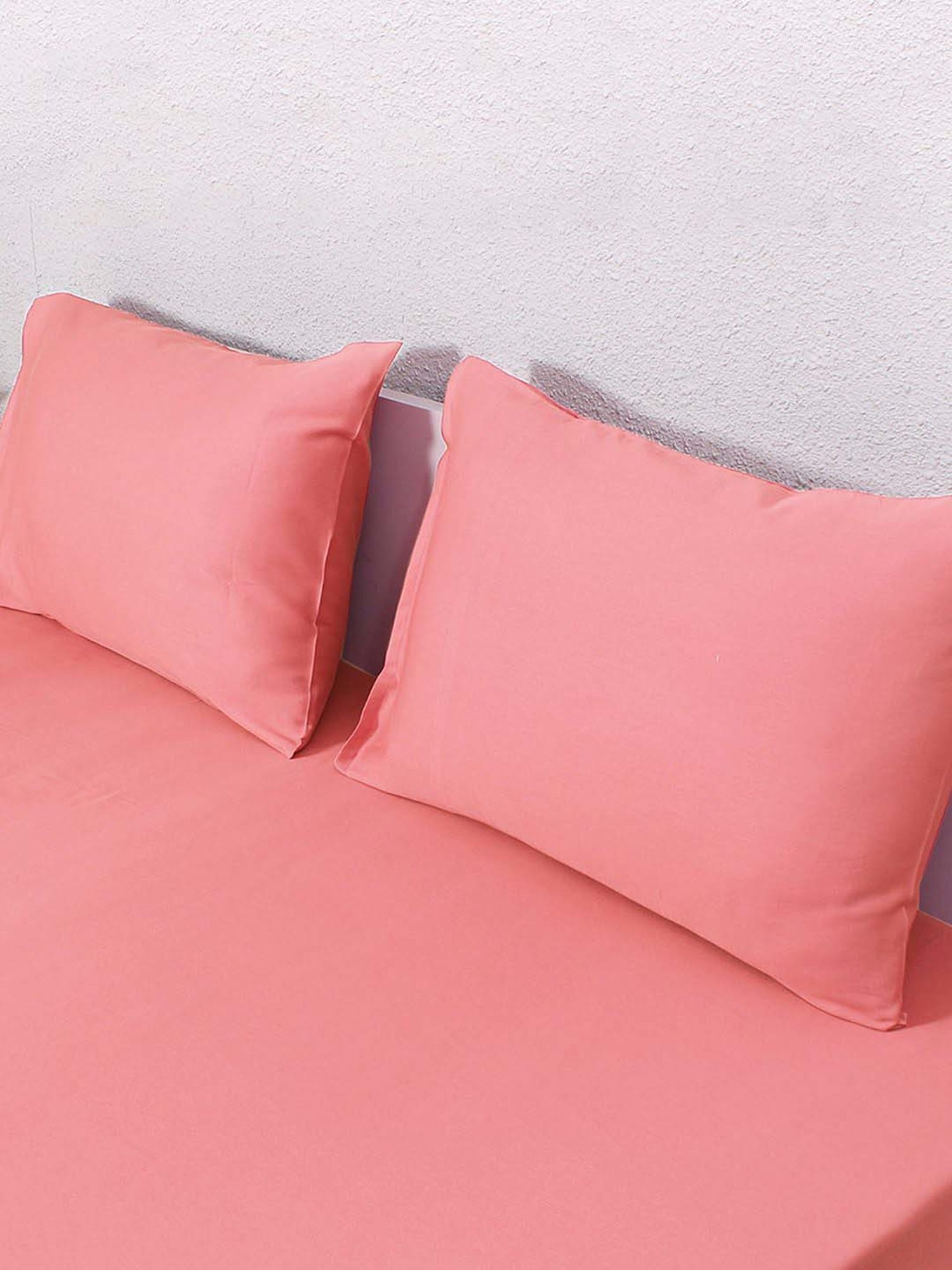 House This Shell Pink 150 TC Cotton Double Bedsheet with 2 Pillow Covers