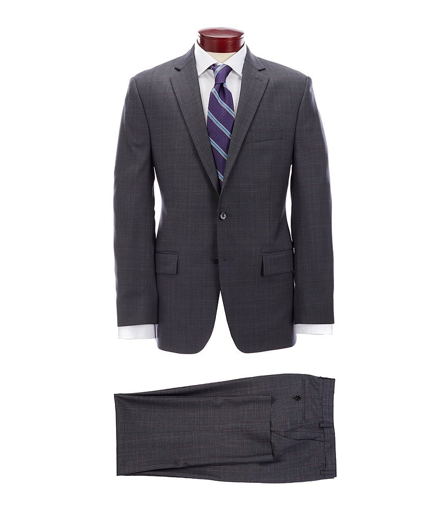 Ralph Ralph Lauren Classic Fit Plaid Flat Front Charcoal Wool Suit
