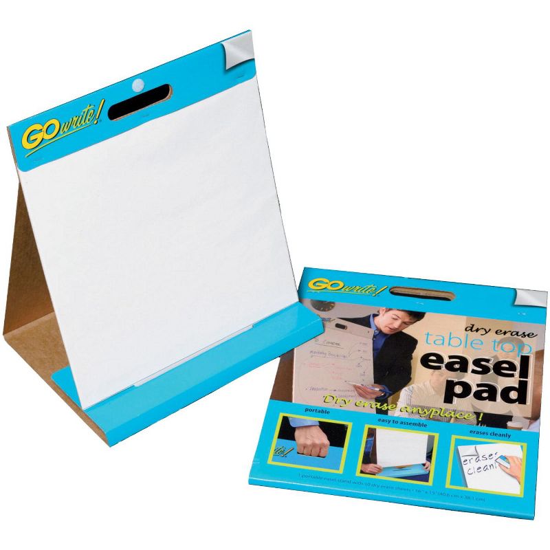 GoWrite Dry Erase Tabletop Non-Adhesive Easel Pad with Carrying Handle, 16 x 15 Inches, White, 10 Sheets