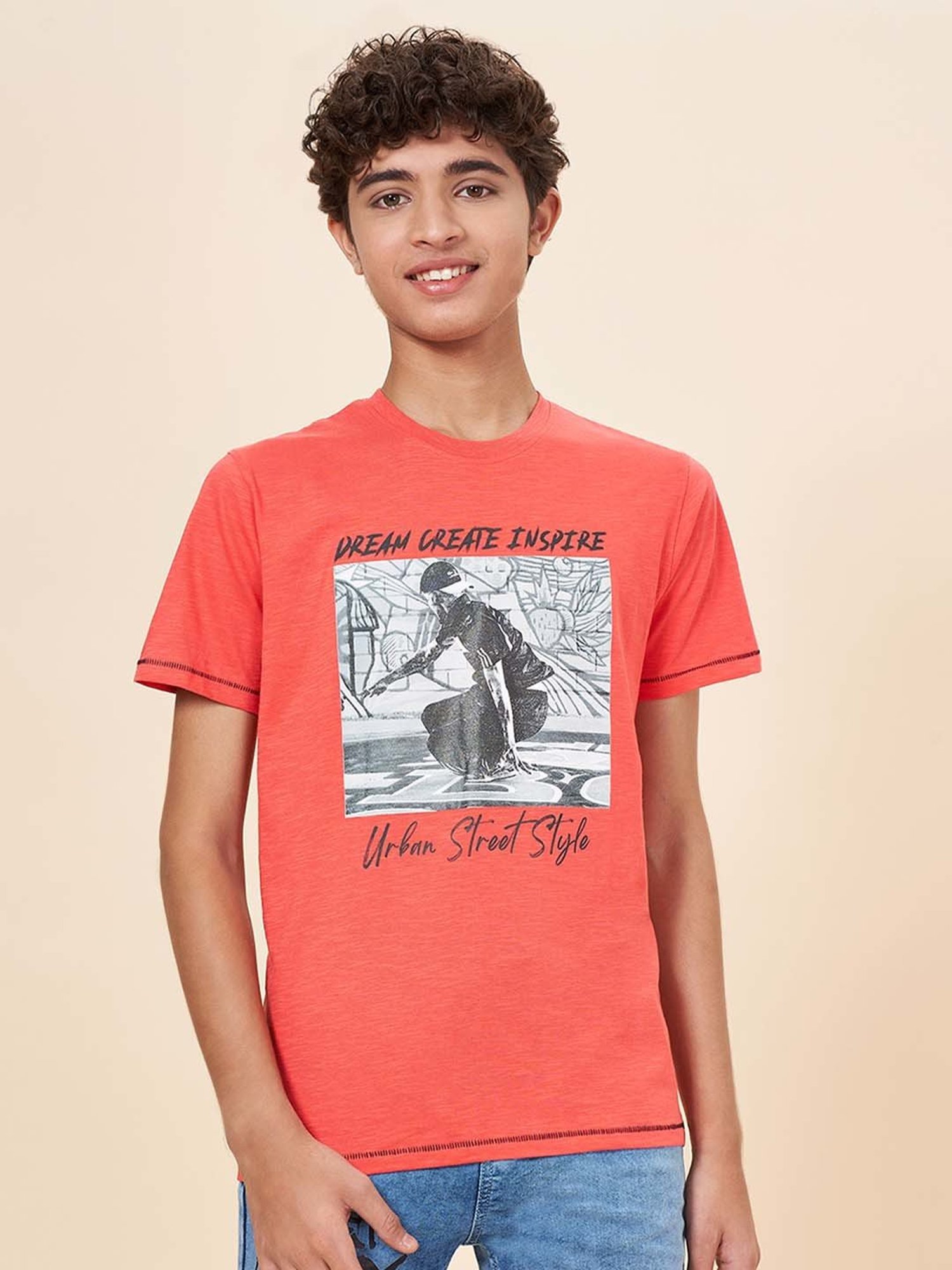 Coolsters by Pantaloons Kids Orange Cotton Printed T-Shirt