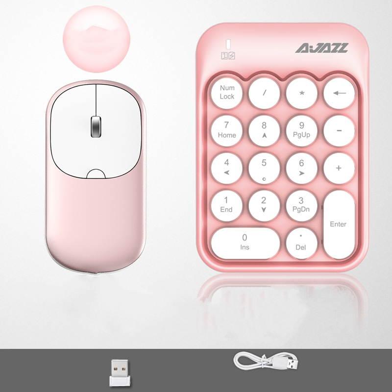 Ajazz AK18 2.4G Wireless Numeric Keypad 18-Key Retro Typewriter Round Keycap - White