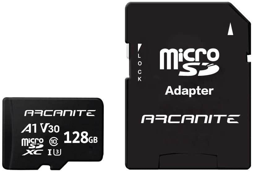 ARCANITE 128GB MicroSDXC Memory Card with Adapter - UHS-I U3, A1, V30, 4K, C10, Micro SD - AKV30A1128