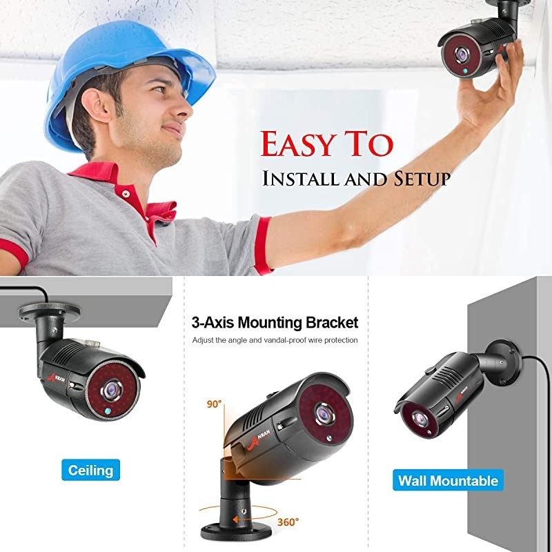 8CH Home Security Camera System 5MP HD TVI AHD DVR Video Recorder with 1TB Hard Drive 8pcs 1920TVL Outdoor Indoor CCTV Surveillance Bullet Cameras IR Night Vision Easy Remote Access Motion Alert