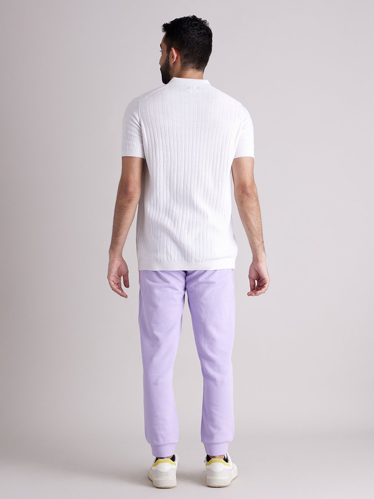 celio* Lavender Regular Fit Cotton Joggers
