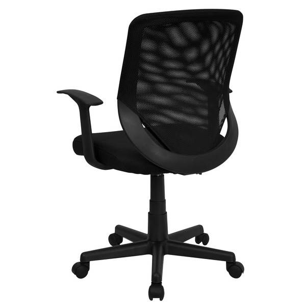 Mid-Back Black Mesh Tapered Back Swivel Task Chair with T-Arms