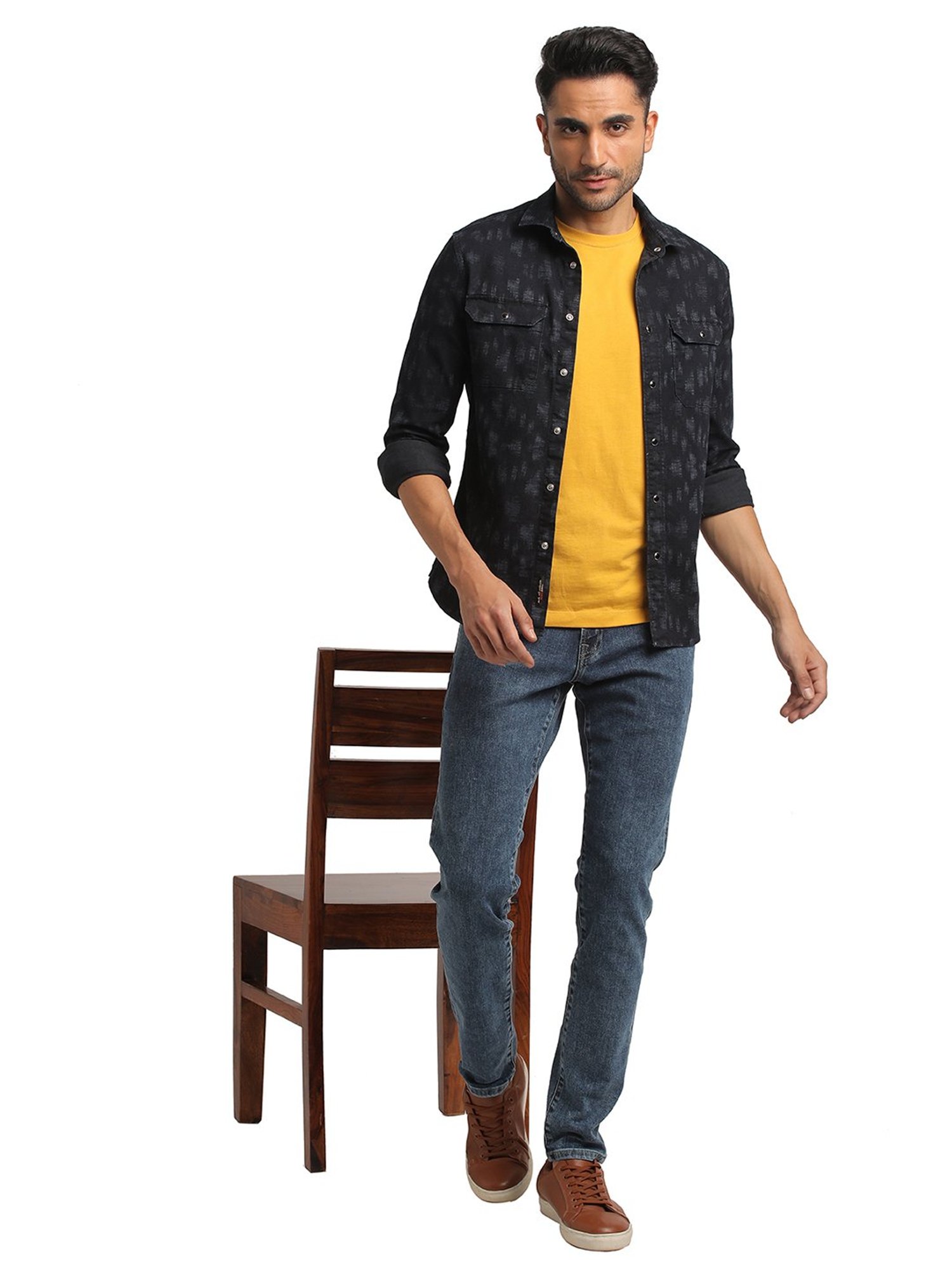 EVERBLUE Dark Ink Blue Regular Fit Shirt