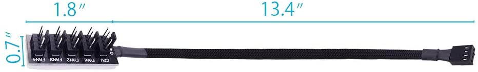 4-Pin PWM Fan Power Supply Cable 1 to 5 Splitter 5 Way PC Case Internal Motherboard Fan Power Extension Cable Cord Wire for ATX Computer Case 4-Pin and 3-Pin Cooling Fans (13 inch, Black)