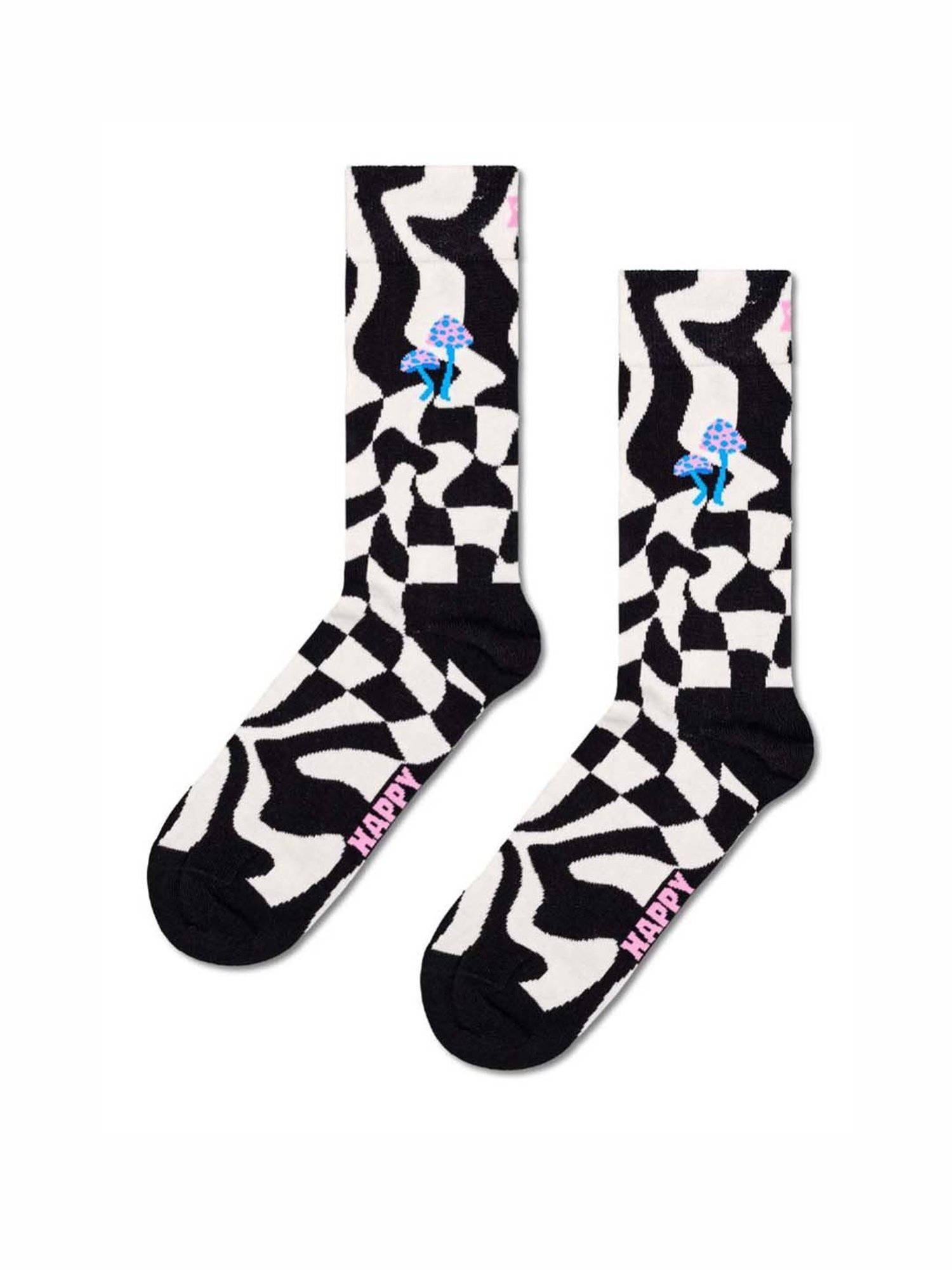 Happy Socks Distorted Check Black Cotton Printed Socks (36-40)