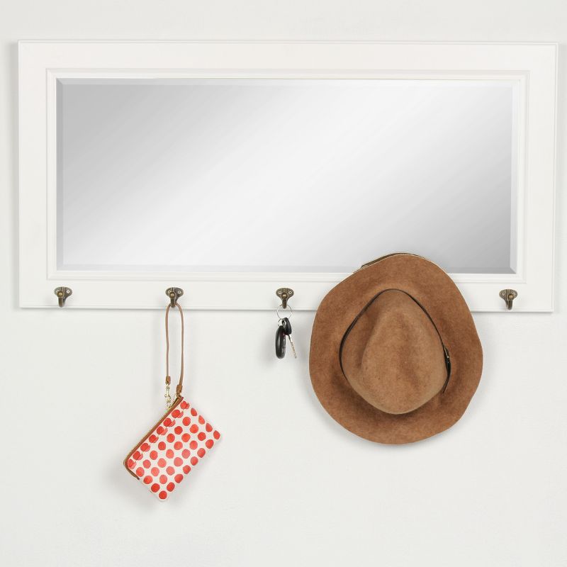 36" x 18" Pub Mirror with Metal Hooks White - DesignOvation
