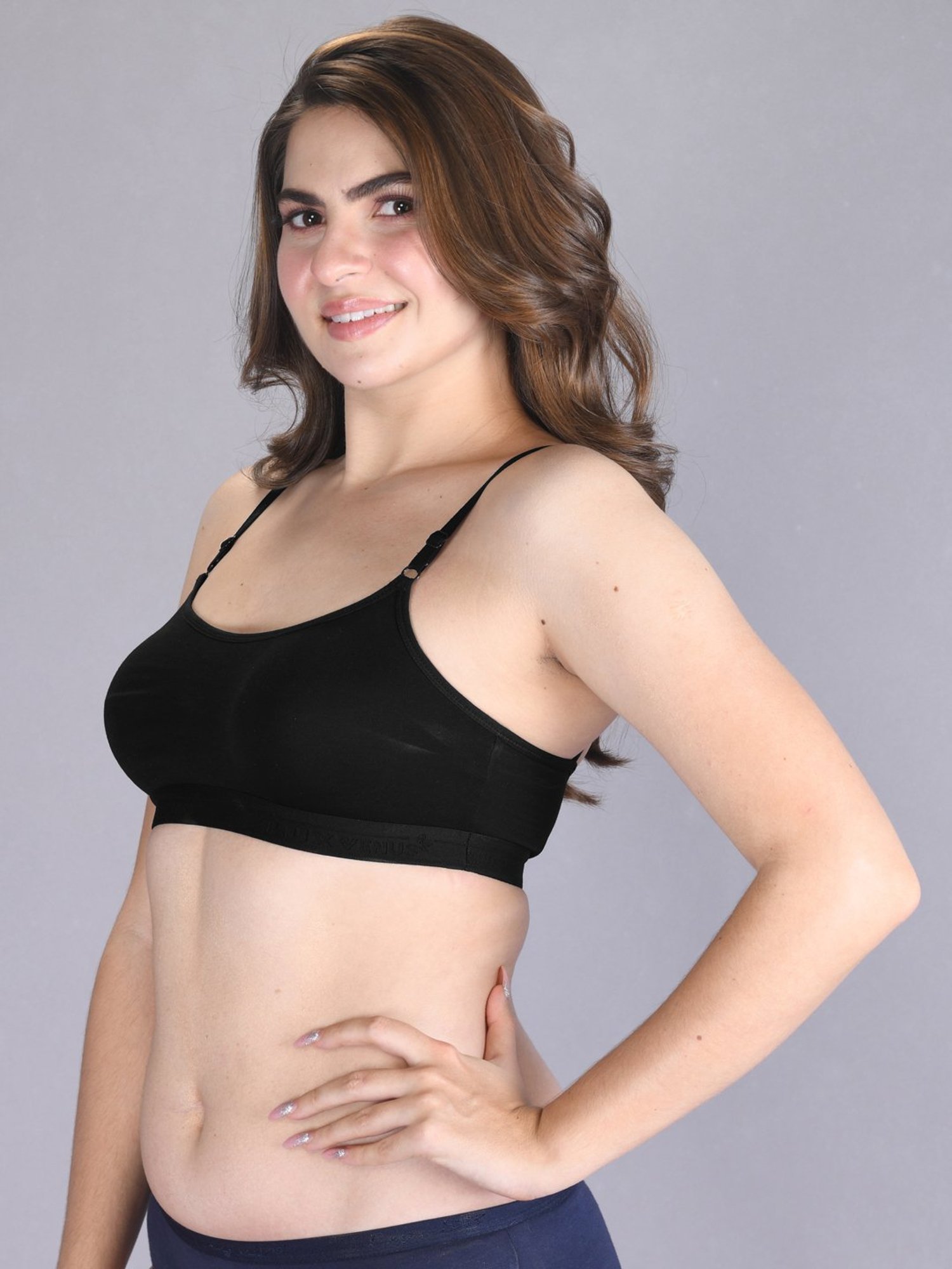 Lux Venus Black Full Coverage Non-Wired Sports Bra With Adjustable Strap - Pack of 2