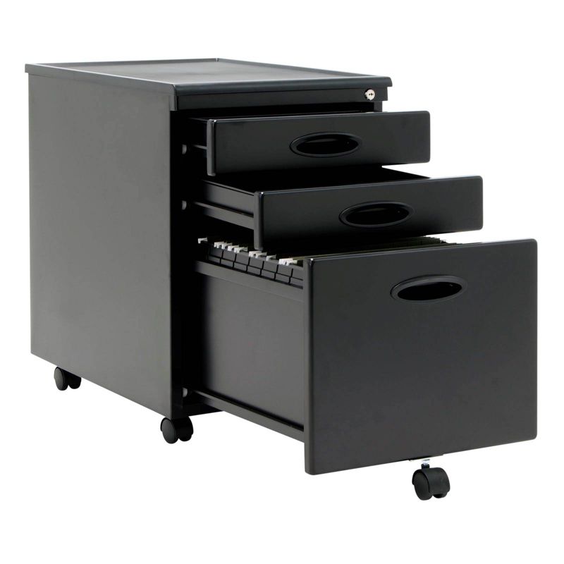 Calico Designs Office Furniture Storage 3 Drawer File Cabinet, Black (2 Pack)