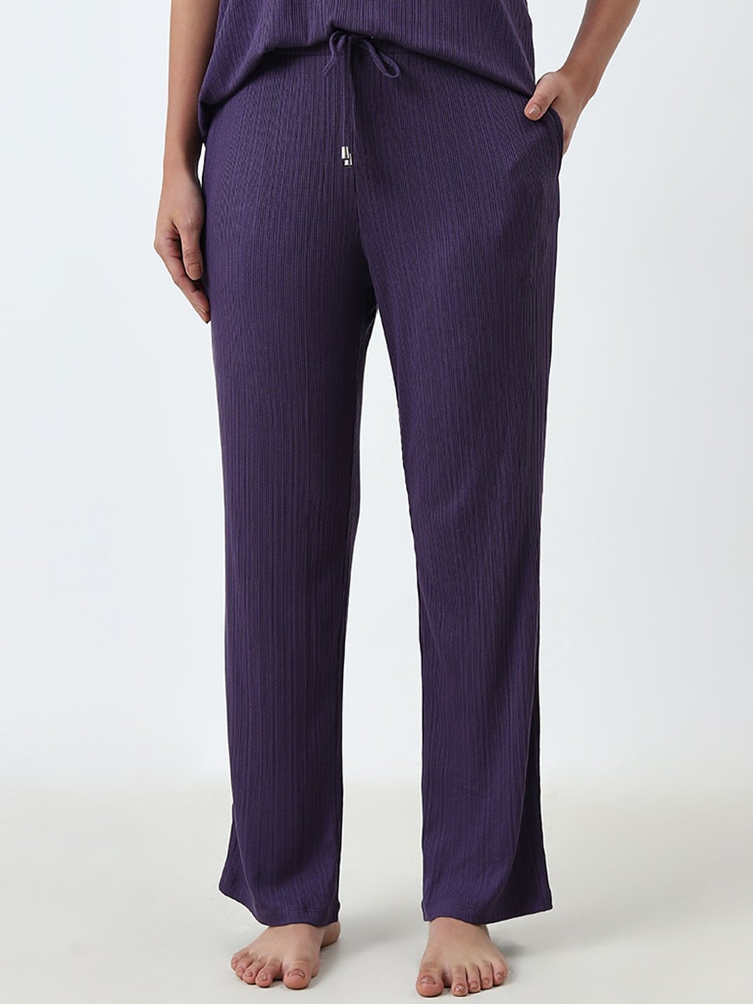 Wunderlove by Westside Purple Supersoft Modal Ribbed Lounge Pants