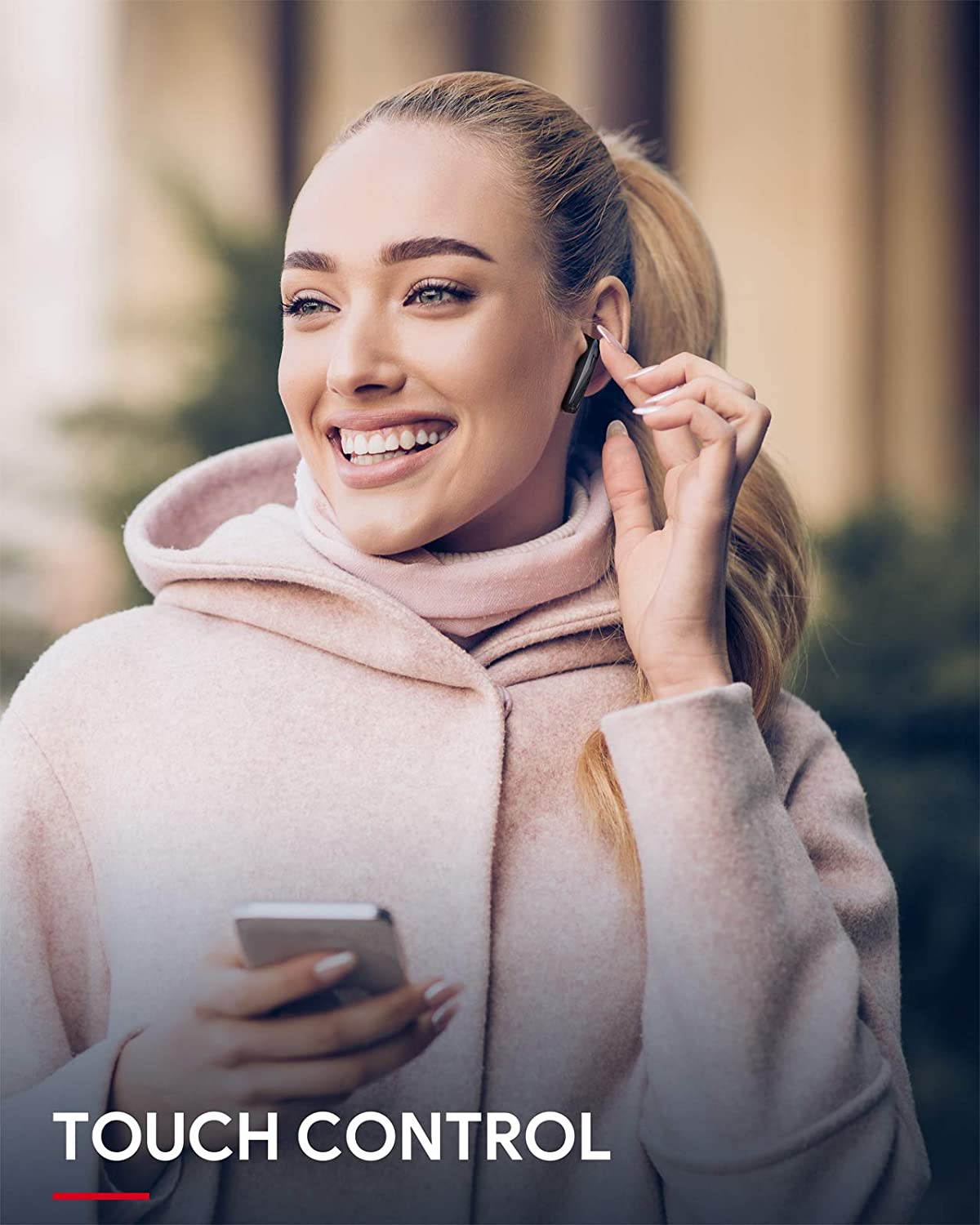 Wireless Headphones, BCMASTER,BC-T03, True Wireless Earbuds with Type C Quick Charge, Immersive Sound, Open and Connect, 24 Hours Playtime, IPX5 Waterproof, Bluetooth 5 for iPhone and Android,Black