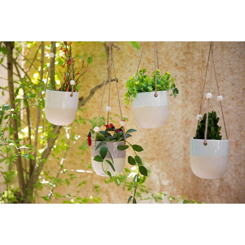 Sullivans Set of 2 Hanging Planters 26"H & 23"H Silver