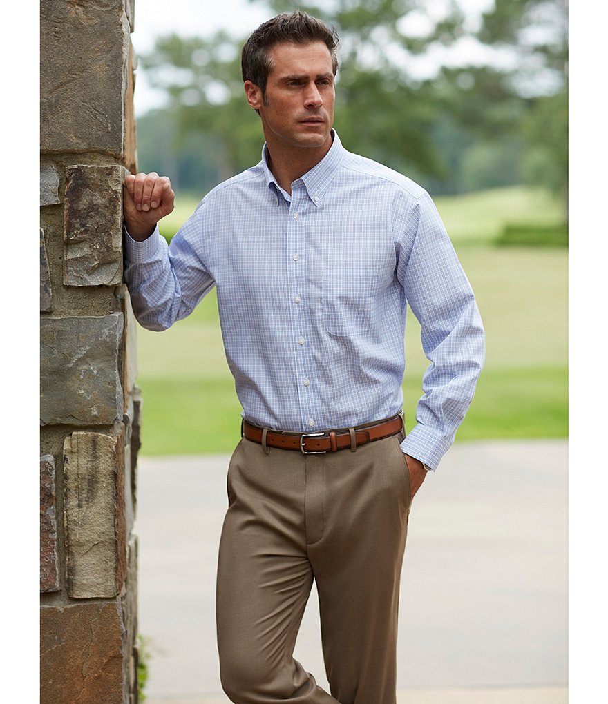 Roundtree & Yorke TravelSmart Luxury Gabardine Ultimate Comfort Classic Fit Flat Front Non-Iron Dress Pants