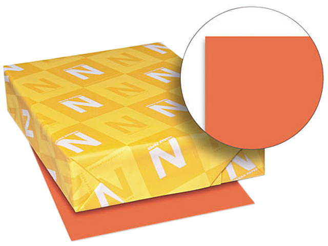 Wausau Paper 22761 Astrobrights Colored Card Stock, 65 lbs., 8-1/2 x 11, Orbit Orange, 250 Sheets