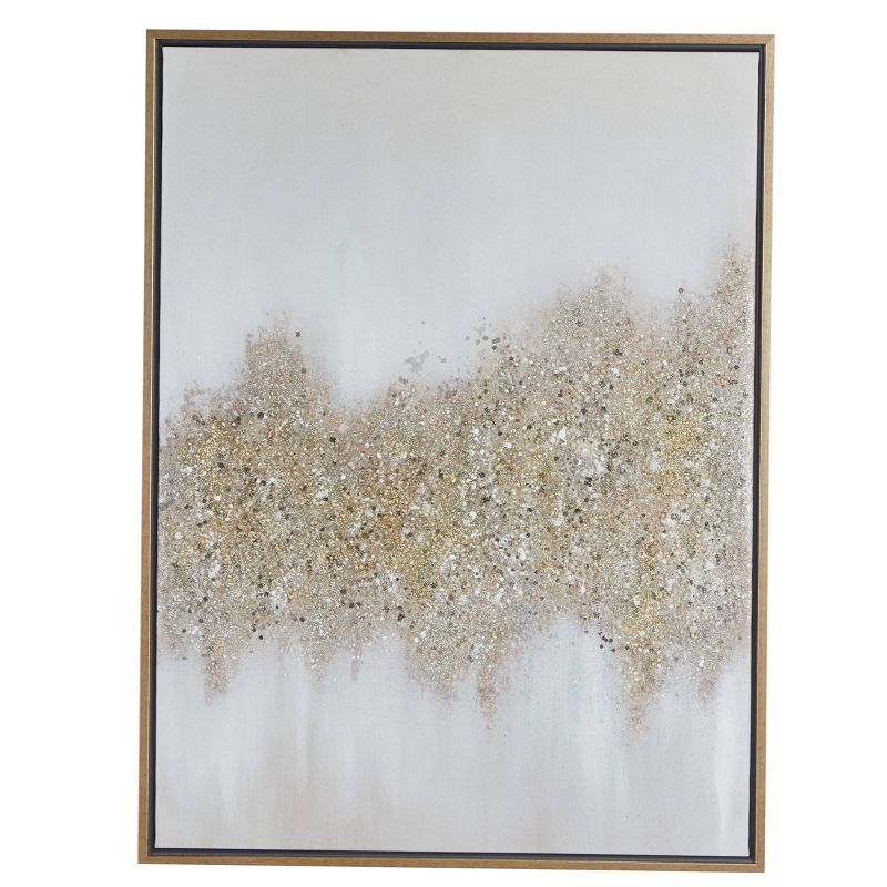 30" x 40" Rectangular Abstract Textured Canvas Wall Art with Gold Wood Frame Gold/Gray - CosmoLiving by Cosmopolitan