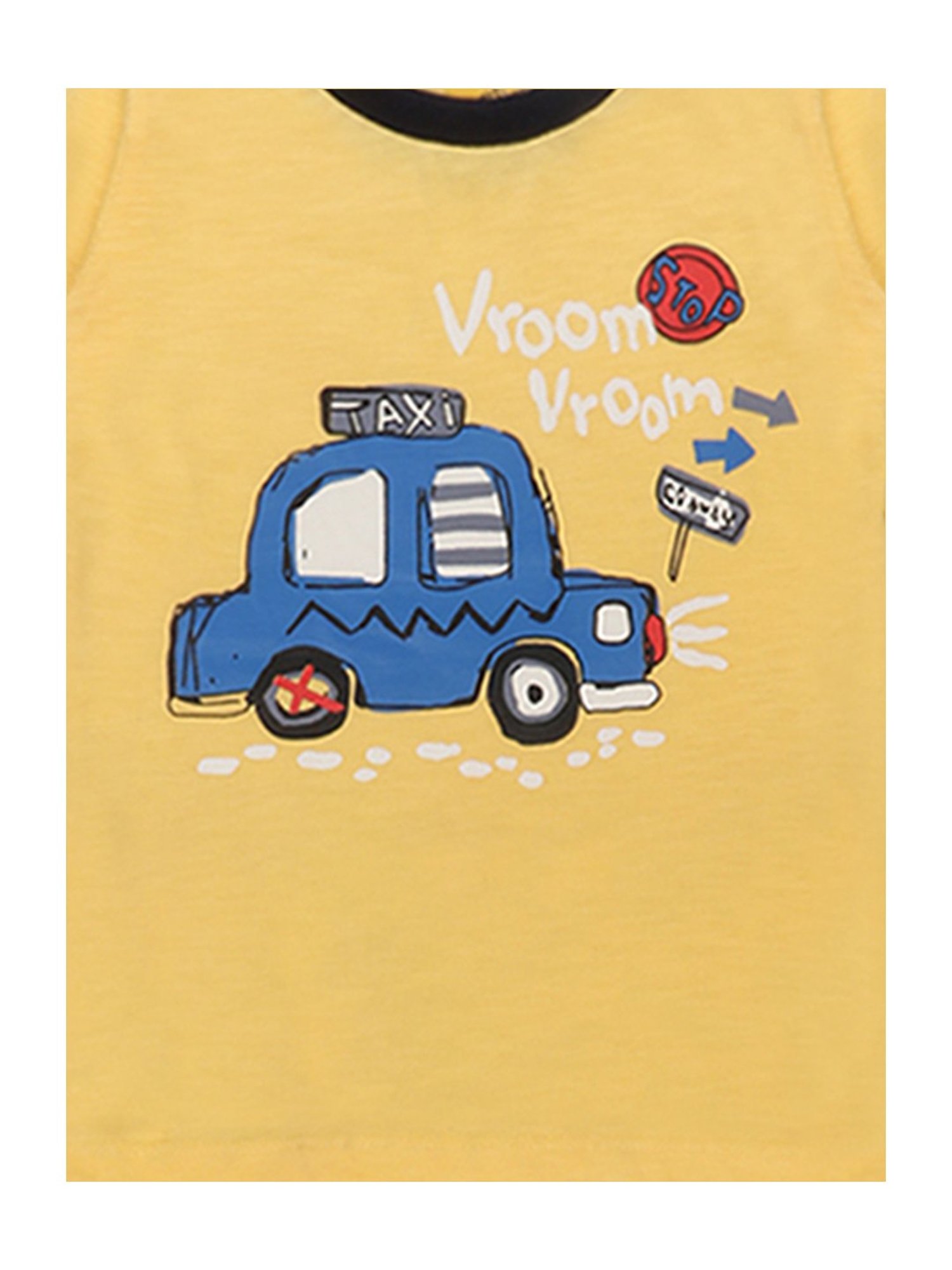 Lazy Shark Girls Yellow & White Printed Top with Pants