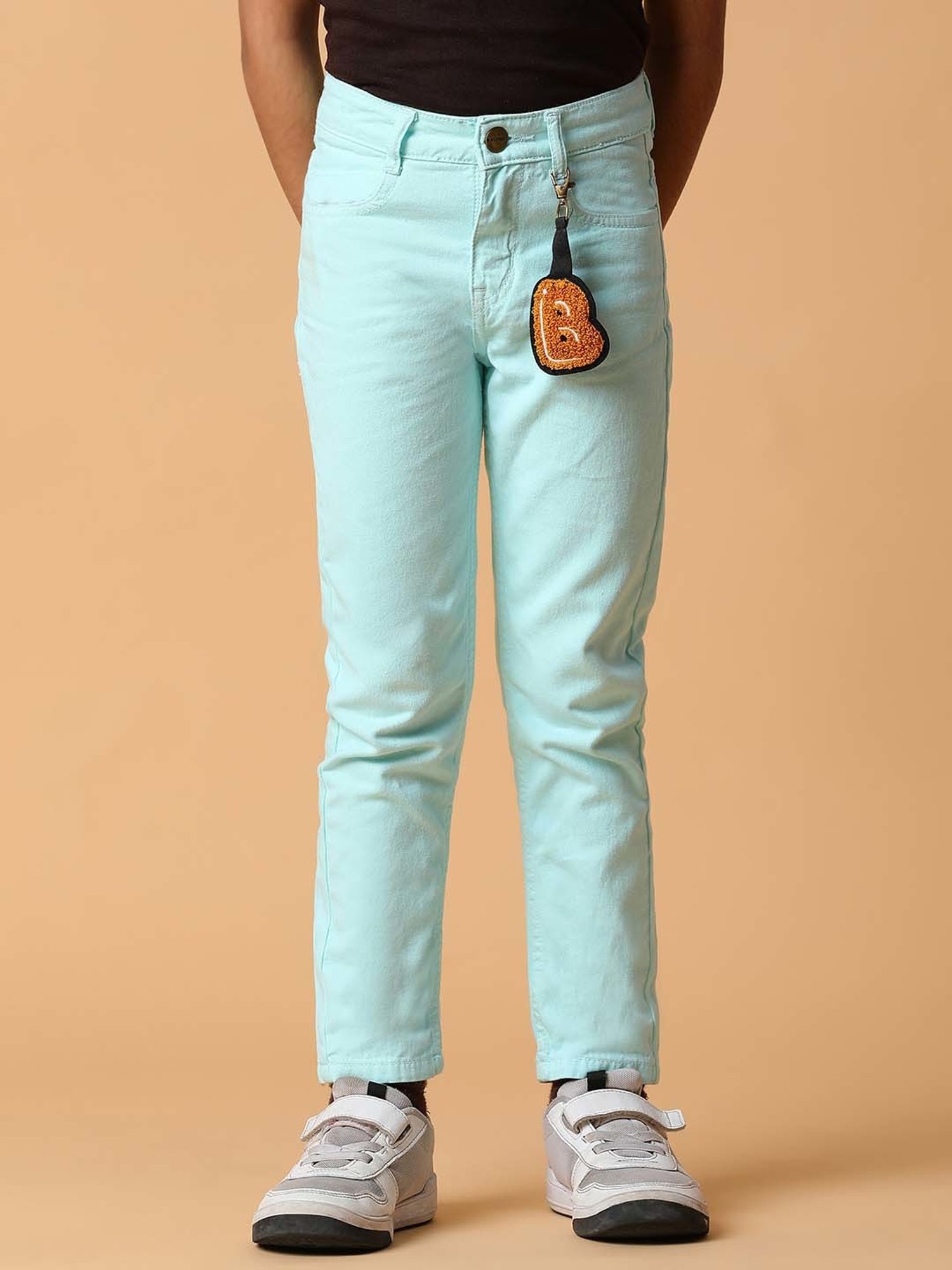 Tales & Stories Boys Mint Green Cotton Slim Fit Trousers