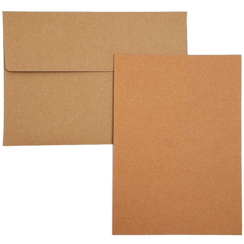 Blank A1 Kraft Cards with Envelopes (3 1/2 x 4 7/8 Inches, Brown, 100-Pack)