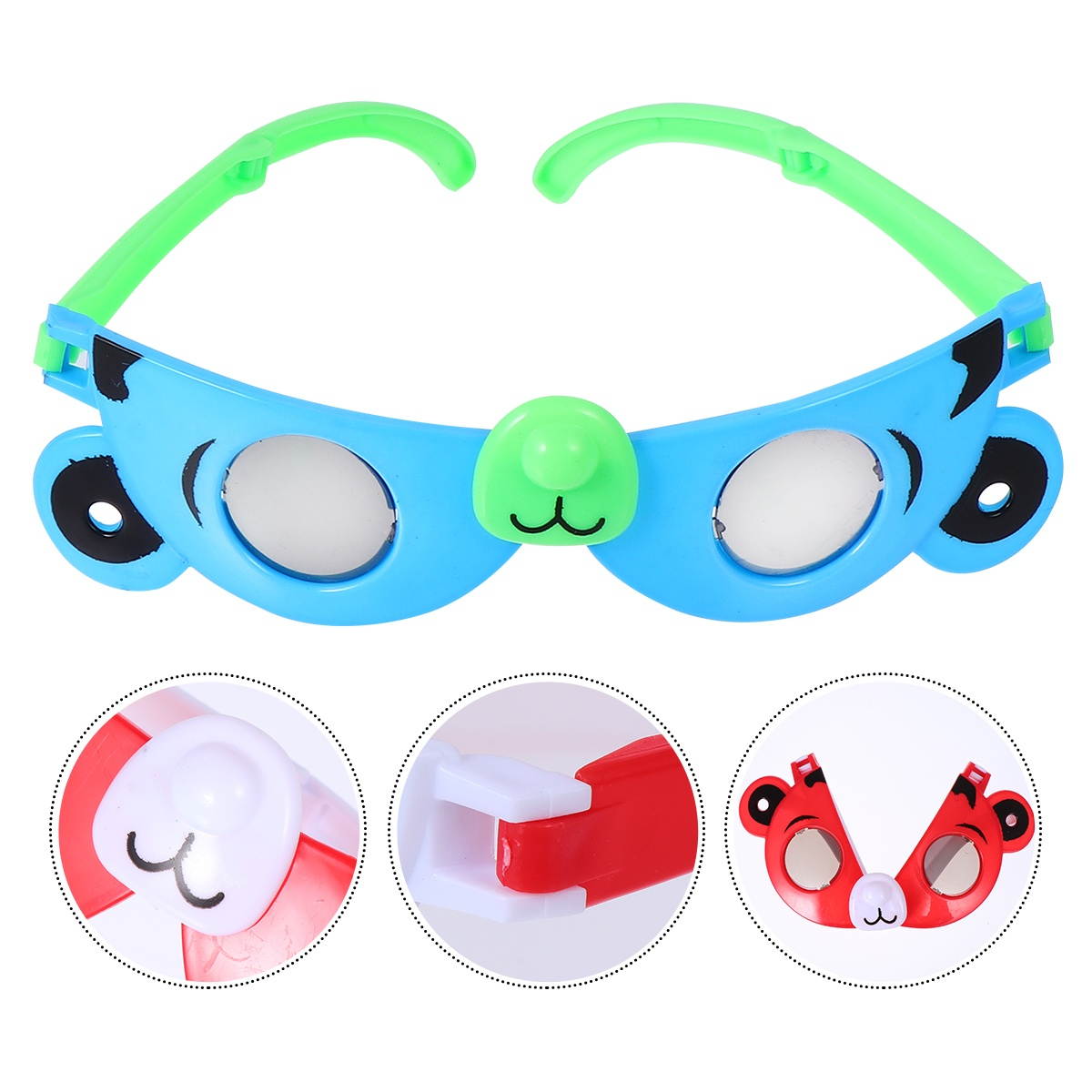 10Pcs Cartoon Kids Eyewear Animal Eyeglass Deformable Glass Toys (Mixed Color)