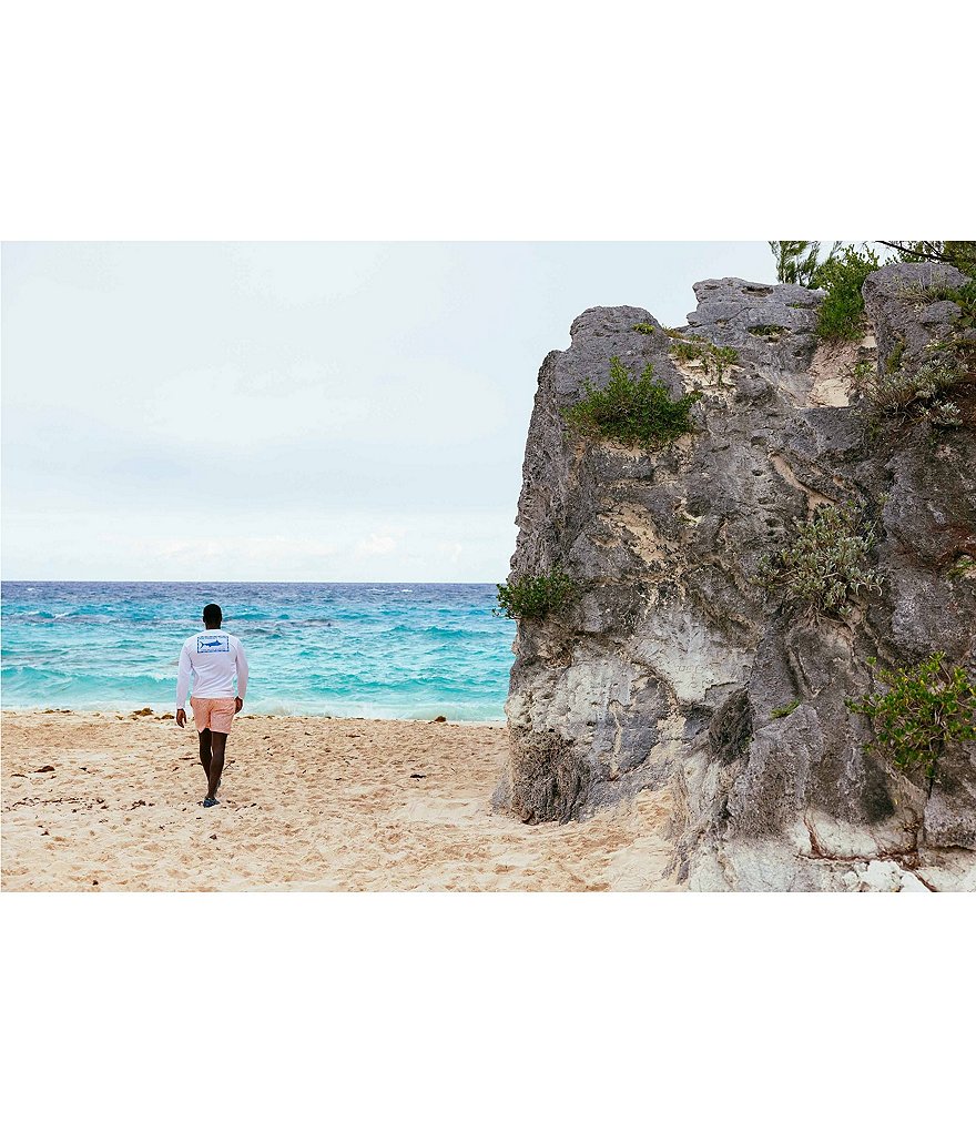 Southern Tide Tonal Palm 6#double; Inseam Packable Swim Trunks