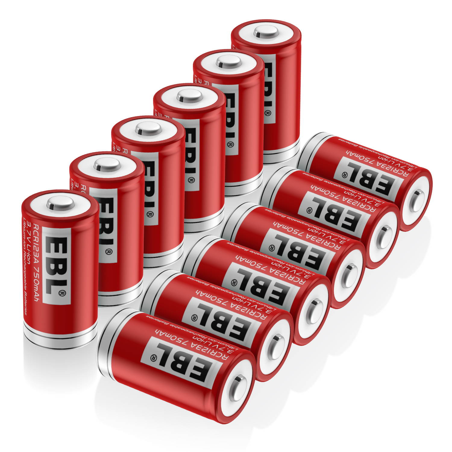 EBL 8 Pcs 16340 Battery 750mAh 3.7V BRC CR123A Li-ion Rechargeable Batteries for Flashlights