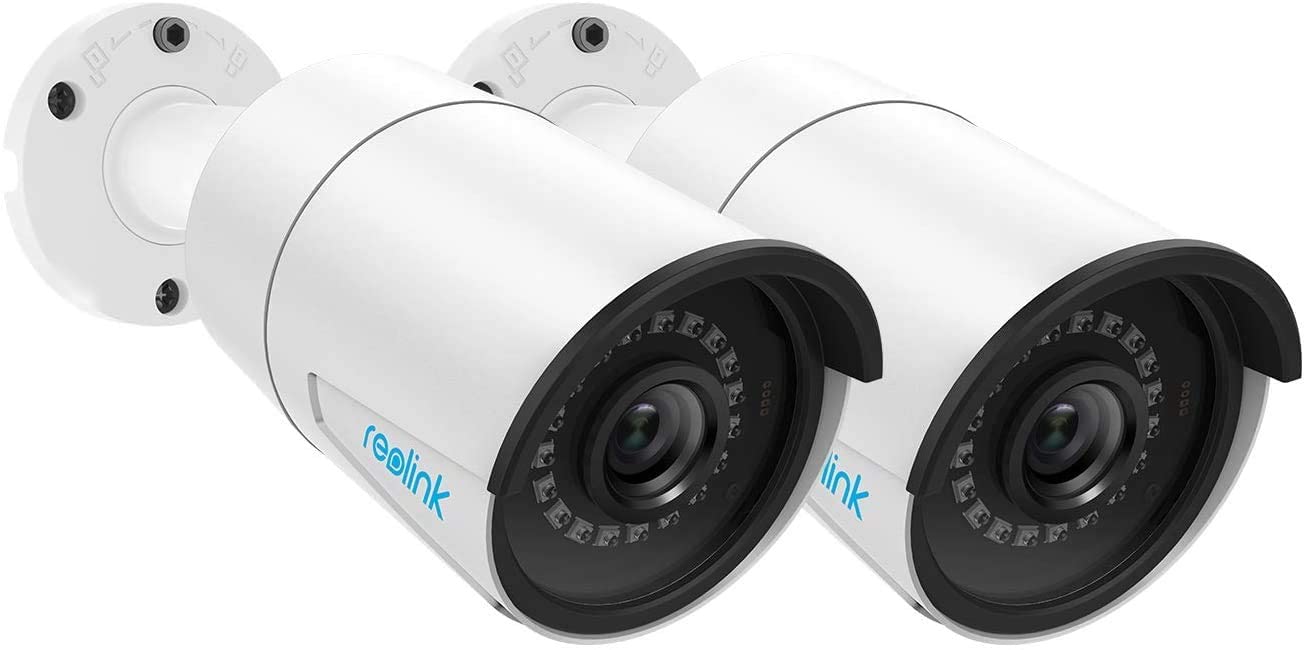 Reolink 5MP PoE Camera (Pack of 2) Outdoor/Indoor Video Surveillance, IP66 Waterproof, Work with Google Assistant, 100ft IR Night Vision, Motion Detection, Support Up to 256GB SD Card, RLC-410-5MP