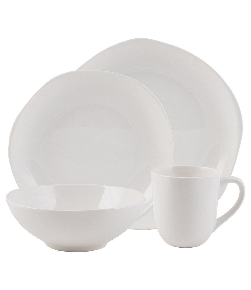 Fitz and Floyd Organic Curves White 16-Piece Place Setting