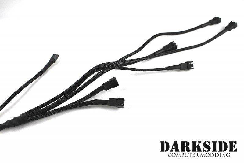 Darkside 3-Pin Triple Push-Pull Radiator Fan Power Y-Cable Splitter (6x Fans) - Jet Black (DS-0100)