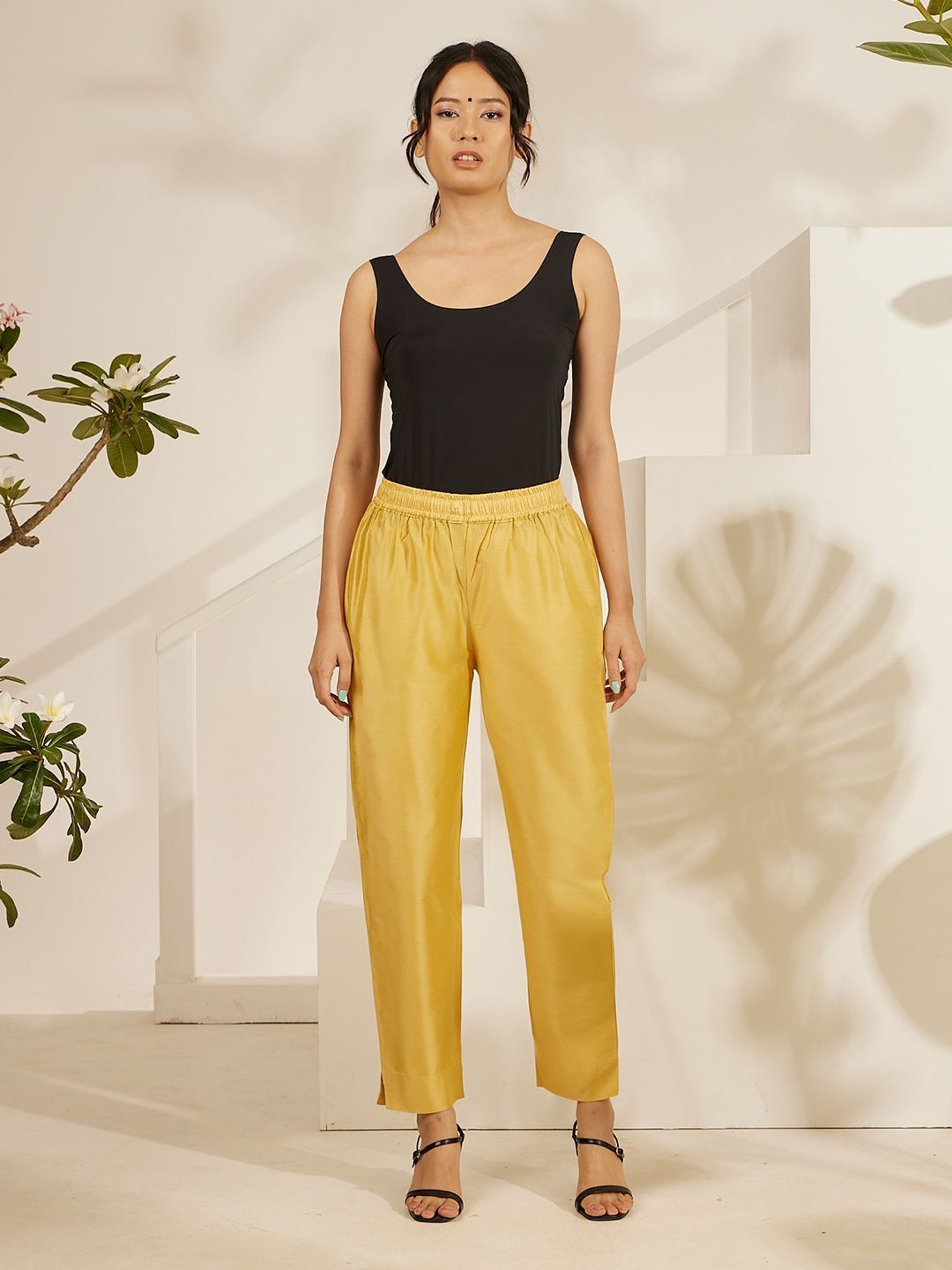 Daali Beige Viscose Blooming Mood Pencil Pant