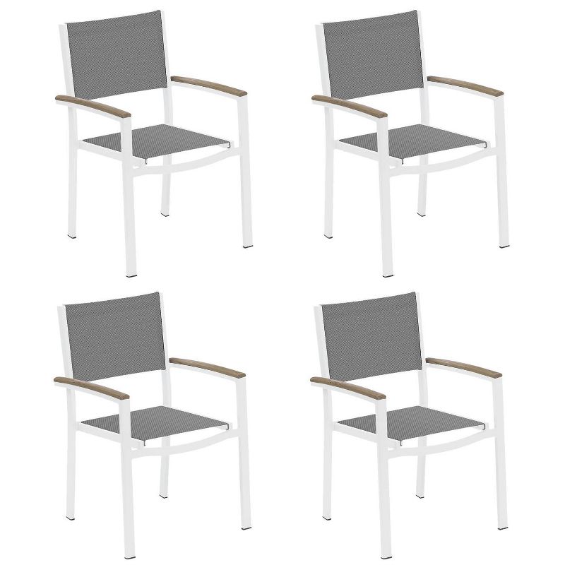 Travira 5pc Patio Set with 63" Rectangular Table, Bench & 4 Arm Chairs - Chalk/Titanium - Oxford Garden